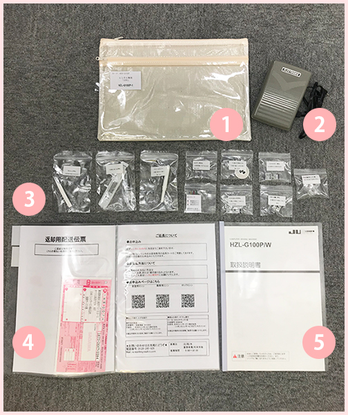 説明書、フットコントローラー、標準付属品