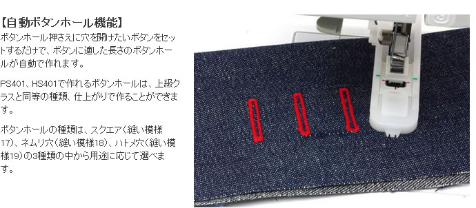 自動ボタンホール機能