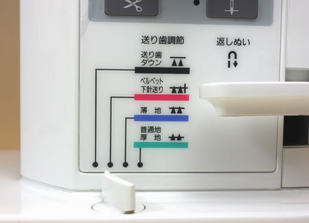 送り歯が4段階で高さ調節可能