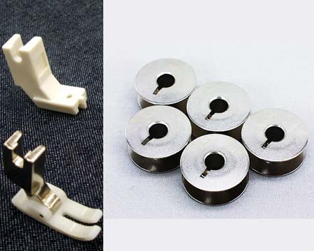 コンシールファスナー押え、テフロン押え、工業用ボビン5個