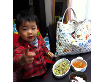 アニマル柄のキルト生地を使った入園カバン