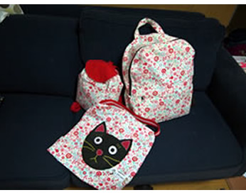 娘とママのお揃いリュック＆防災頭巾カバー