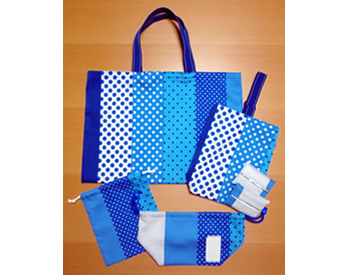 水玉模様の生地で作った幼稚園グッズ