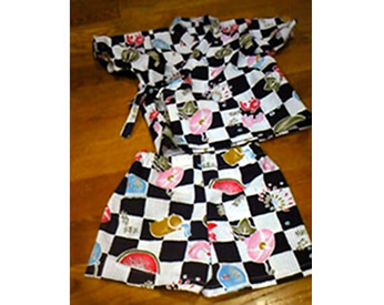 フラックチェックの生地で作った子供用甚平