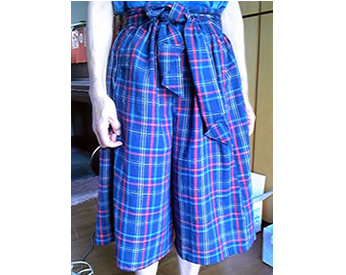 若い頃の浴衣で作ったハーフパンツ