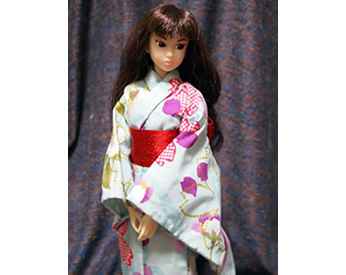 涼しげな生地で作ったお人形用の浴衣