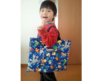 ポケモンの生地で作った入園かばん