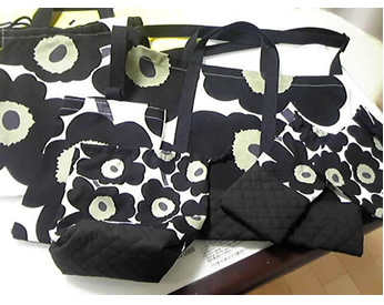 マリメッコの生地を使用した入園グッズ