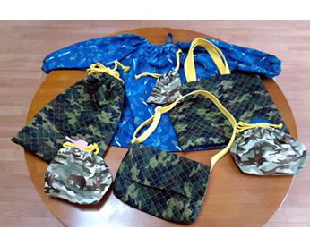 迷彩柄で作った入園グッズ