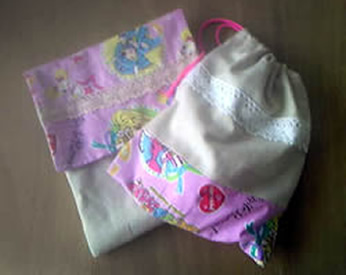 プリキュアの生地で作った入園グッズ