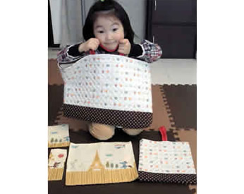 2種類の生地で作った入園5点セット