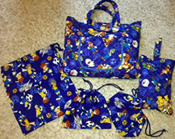 キャラクターの生地で作った通園セット