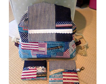 余った布で作ったティッシュ入れとナップサック♪