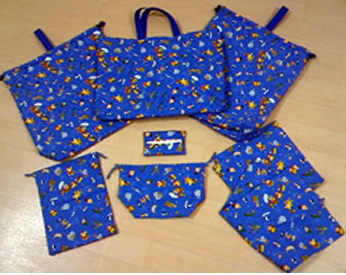 初めてのミシンで作った入園セット8点