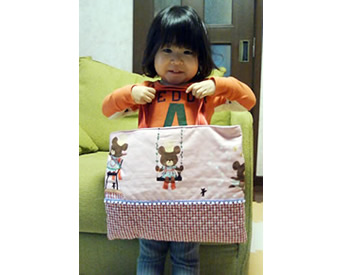 ジャッキーの生地で作った通園バッグ