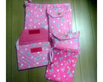 うさぎ柄の生地で作った入園グッズ