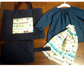 入園用の上履き入れと手提げバッグとスモックを作りました！