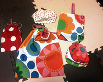 娘の幼稚園用に作った巾着袋や上履き入れ！