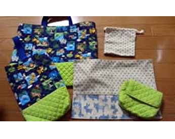 水玉やキルト生地で作った入園グッズ