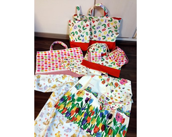 娘が選んだ生地で作った入園グッズ