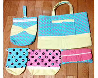 水色とハートとリボンなど娘が好きなモノを取り入れた入園グッズ♪