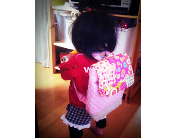 花柄や水玉の生地で作ったリュック