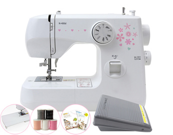 写真：特別付属付き！フットコントローラー式 N400DF（アソート花柄）　ジャガー 電動ミシン