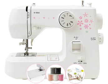写真：特別付属付き！ボタン式 N400D(アソート花柄)　ジャガー 電動ミシン