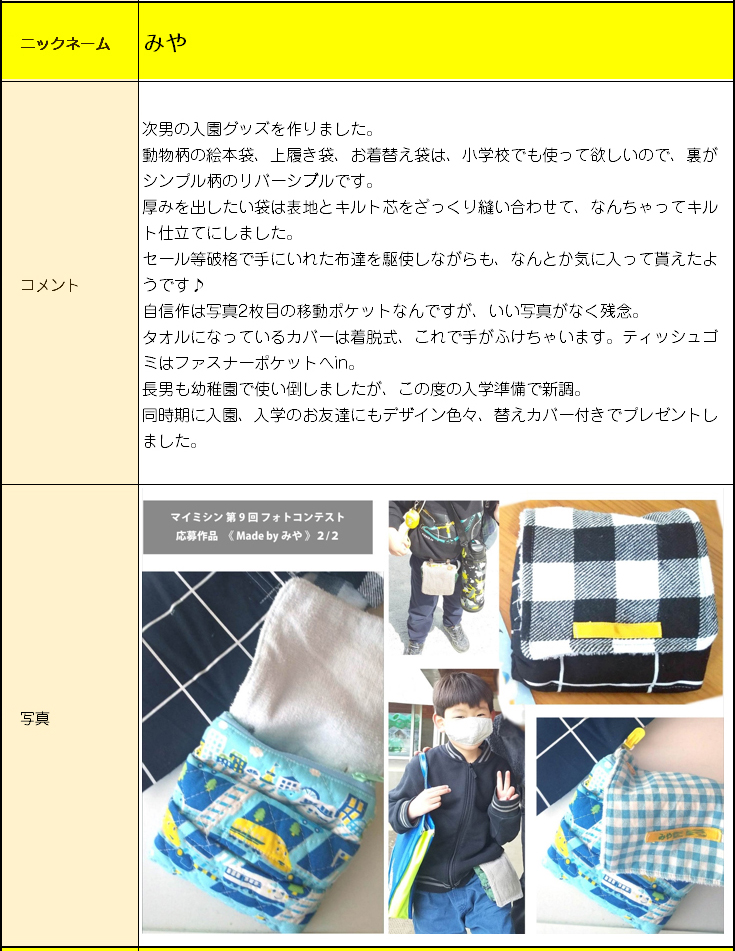 マイミシンのフォトコンテスト応募作品はこちら